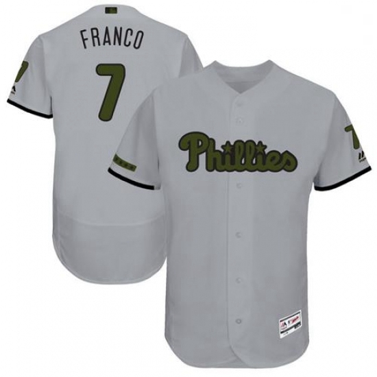 Mens Majestic Philadelphia Phillies 7 Maikel Franco Grey Memorial Day Authentic Collection MLB Jersey Flex Base Mens Majestic Philadelphia Phillies 7 Maikel Franco Grey Memorial Day Authentic Collection MLB Jersey Flex Base