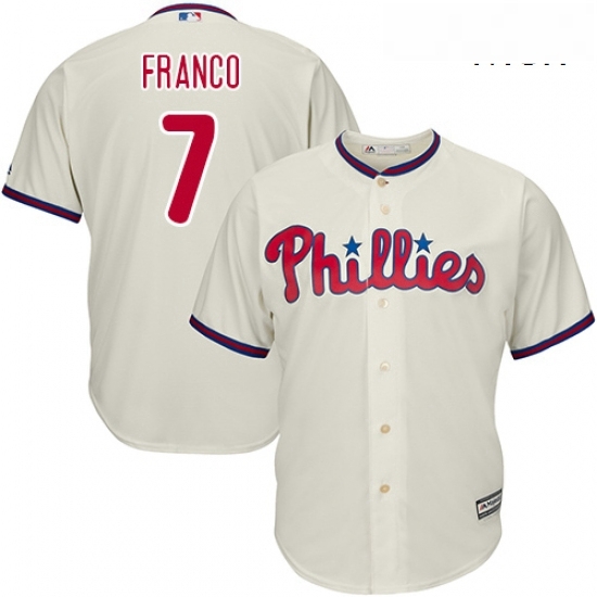 Mens Majestic Philadelphia Phillies 7 Maikel Franco Replica Cream Alternate Cool Base MLB Jersey Mens Majestic Philadelphia Phillies 7 Maikel Franco Replica Cream Alternate Cool Base MLB Jersey