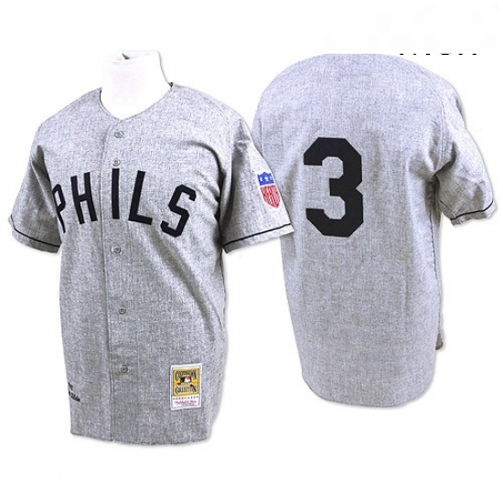 Mens Mitchell and Ness 1942 Philadelphia Phillies 3 Chuck Klein Authentic Grey Throwback MLB Jersey Mens Mitchell and Ness 1942 Philadelphia Phillies 3 Chuck Klein Authentic Grey Throwback MLB Jersey