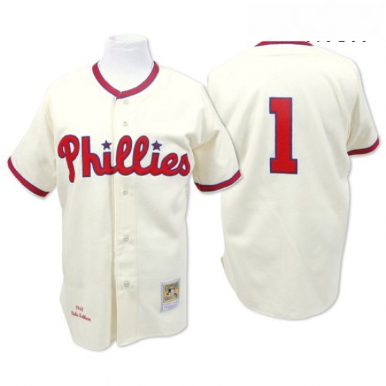 Mens Mitchell and Ness Philadelphia Phillies 1 Richie Ashburn Replica Cream Throwback MLB Jersey Mens Mitchell and Ness Philadelphia Phillies 1 Richie Ashburn Replica Cream Throwback MLB Jersey