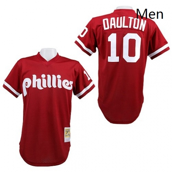 Mens Mitchell and Ness Philadelphia Phillies 10 Darren Daulton Replica Red 1991 Throwback MLB Jersey Mens Mitchell and Ness Philadelphia Phillies 10 Darren Daulton Replica Red 1991 Throwback MLB Jersey