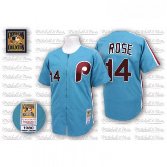Mens Mitchell and Ness Philadelphia Phillies 14 Pete Rose Replica Blue Throwback MLB Jersey Mens Mitchell and Ness Philadelphia Phillies 14 Pete Rose Replica Blue Throwback MLB Jersey