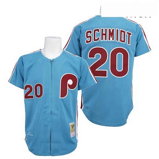 Mens Mitchell and Ness Philadelphia Phillies 20 Mike Schmidt Replica Blue Throwback MLB Jersey Mens Mitchell and Ness Philadelphia Phillies 20 Mike Schmidt Replica Blue Throwback MLB Jersey
