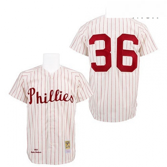 Mens Mitchell and Ness Philadelphia Phillies 36 Robin Roberts Replica WhiteRed Strip Throwback MLB Jersey Mens Mitchell and Ness Philadelphia Phillies 36 Robin Roberts Replica WhiteRed Strip Throwback MLB Jersey