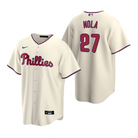 Mens Nike Philadelphia Phillies 27 Aaron Nola Cream Alternate Stitched Baseball Jerse Mens Nike Philadelphia Phillies 27 Aaron Nola Cream Alternate Stitched Baseball Jerse