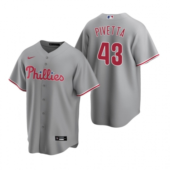 Mens Nike Philadelphia Phillies 43 Nick Pivetta Gray Road Stitched Baseball Jersey Mens Nike Philadelphia Phillies 43 Nick Pivetta Gray Road Stitched Baseball Jersey