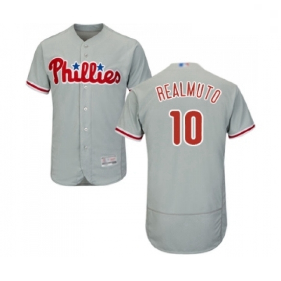 Mens Philadelphia Phillies 10 J T Realmuto Grey Road Flex Base Authentic Collection Baseball Jersey Mens Philadelphia Phillies 10 J T Realmuto Grey Road Flex Base Authentic Collection Baseball Jersey