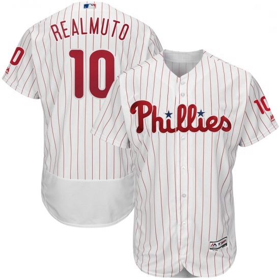 Mens Philadelphia Phillies 10 JT Realmuto Majestic White Home Flex Base Authentic Collection MLB JerseyPlayer Mens Philadelphia Phillies 10 JT Realmuto Majestic White Home Flex Base Authentic Collection MLB JerseyPlayer