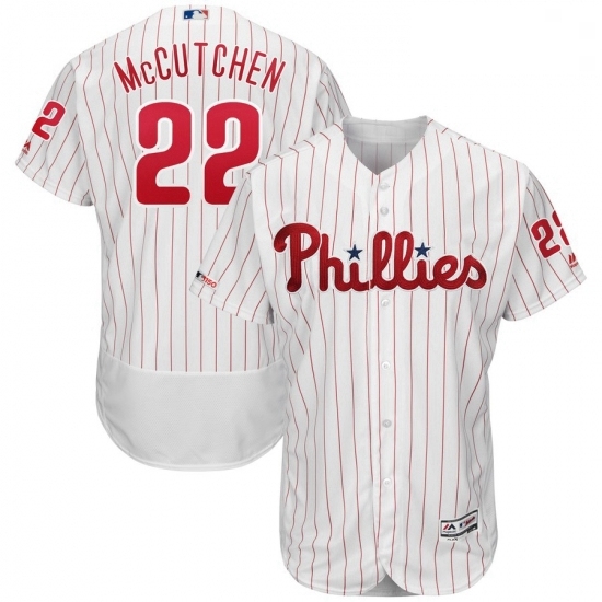 Mens Philadelphia Phillies 22 Andrew McCutchen Majestic White Scarlet Authentic Collection MLB Jersey Flex Base Mens Philadelphia Phillies 22 Andrew McCutchen Majestic White Scarlet Authentic Collection MLB Jersey Flex Base