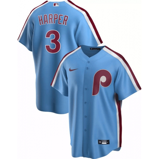 Men's Philadelphia Phillies #3 Bryce Harper Blue Stitched MLB Jersey Men's Philadelphia Phillies #3 Bryce Harper Blue Stitched MLB Jersey