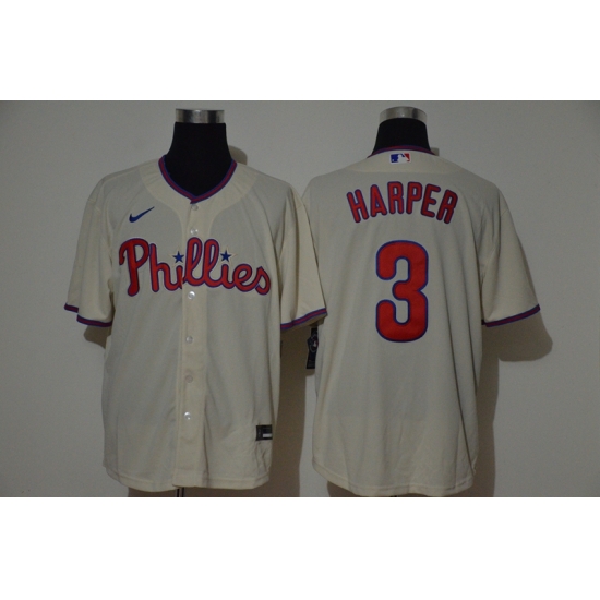 Men's Philadelphia Phillies #3 Bryce Harper Cream Stitched MLB Cool Base Nike Jersey Men's Philadelphia Phillies #3 Bryce Harper Cream Stitched MLB Cool Base Nike Jersey