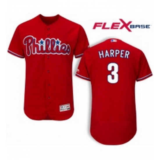 Mens Philadelphia Phillies 3 Bryce Harper Red Flexbase Authentic Collection Stitched MLB Jersey Mens Philadelphia Phillies 3 Bryce Harper Red Flexbase Authentic Collection Stitched MLB Jersey