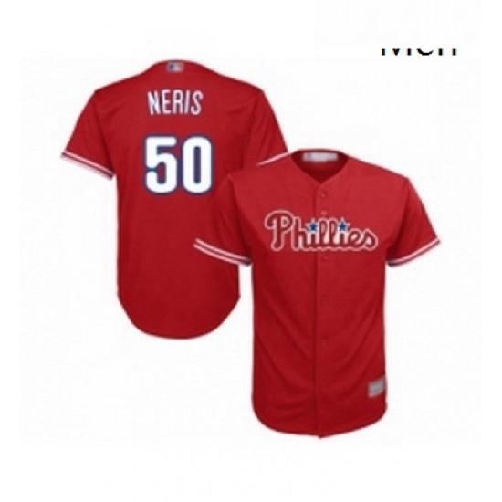 Mens Philadelphia Phillies 50 Hector Neris Replica Red Alternate Cool Base Baseball Jersey Mens Philadelphia Phillies 50 Hector Neris Replica Red Alternate Cool Base Baseball Jersey