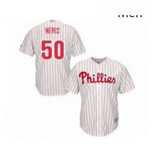 Mens Philadelphia Phillies 50 Hector Neris Replica White Red Strip Home Cool Base Baseball Jersey Mens Philadelphia Phillies 50 Hector Neris Replica White Red Strip Home Cool Base Baseball Jersey