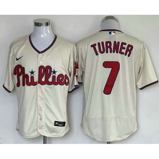 Men's Philadelphia Phillies #7 Trea Turner Cream Stitched MLB Flex Base Nike Jersey Men's Philadelphia Phillies #7 Trea Turner Cream Stitched MLB Flex Base Nike Jersey