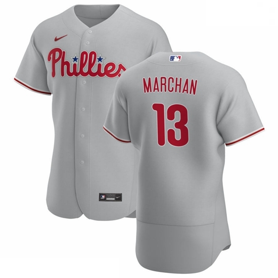 Philadelphia Phillies 13 Rafael Marchan Men Nike Gray Road 2020 Authentic Player MLB Jersey Philadelphia Phillies 13 Rafael Marchan Men Nike Gray Road 2020 Authentic Player MLB Jersey