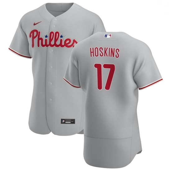 Philadelphia Phillies 17 Rhys Hoskins Men Nike Gray Road 2020 Authentic Player MLB Jersey Philadelphia Phillies 17 Rhys Hoskins Men Nike Gray Road 2020 Authentic Player MLB Jersey