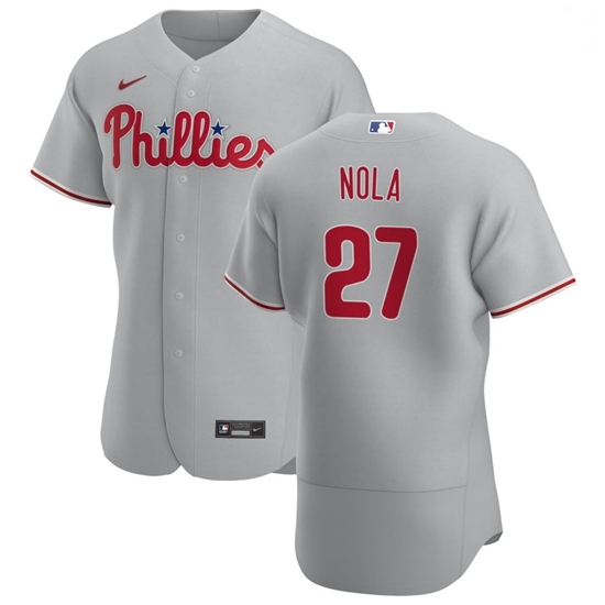 Philadelphia Phillies 27 Aaron Nola Men Nike Gray Road 2020 Authentic Player MLB Jersey Philadelphia Phillies 27 Aaron Nola Men Nike Gray Road 2020 Authentic Player MLB Jersey
