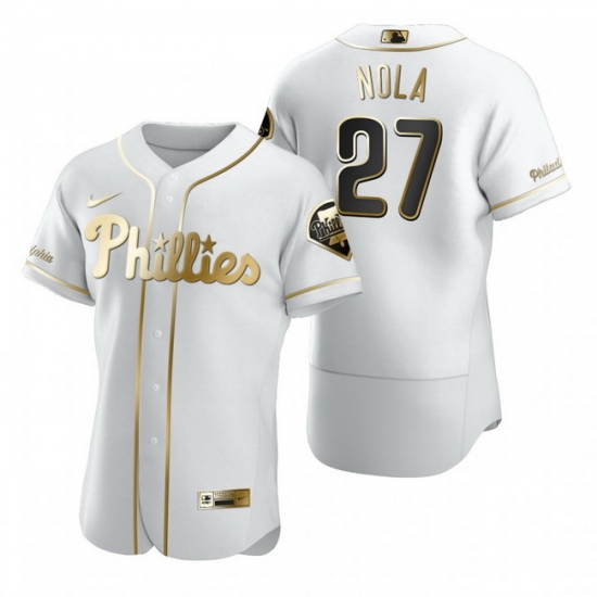 Philadelphia Phillies 27 Aaron Nola White Nike Mens Authentic Golden Edition MLB Jersey Philadelphia Phillies 27 Aaron Nola White Nike Mens Authentic Golden Edition MLB Jersey
