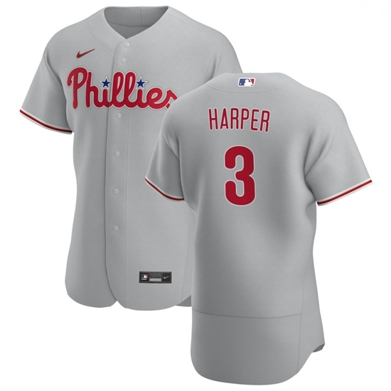 Philadelphia Phillies 3 Bryce Harper Men Nike Gray Road 2020 Authentic Player MLB Jersey Philadelphia Phillies 3 Bryce Harper Men Nike Gray Road 2020 Authentic Player MLB Jersey