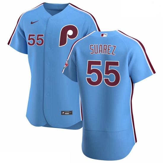 Philadelphia Phillies 55 Ranger Suarez Men Nike Light Blue Alternate 2020 Authentic Player MLB Jersey Philadelphia Phillies 55 Ranger Suarez Men Nike Light Blue Alternate 2020 Authentic Player MLB Jersey