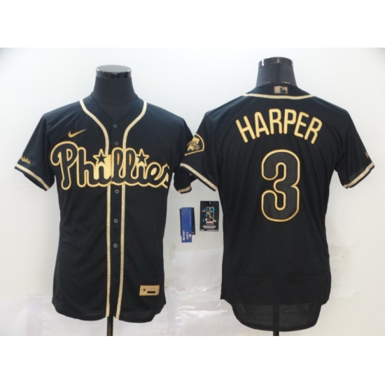 Phillies 3 Bryce Harper Black Gold 2020 Nike Cool Base Jersey Phillies 3 Bryce Harper Black Gold 2020 Nike Cool Base Jersey
