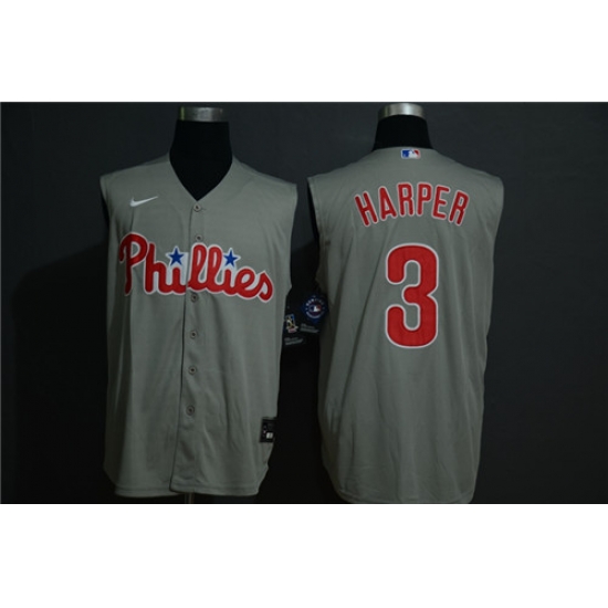 Phillies 3 Bryce Harper Gray Gold Nike Cool Base Sleeveless Jersey Phillies 3 Bryce Harper Gray Gold Nike Cool Base Sleeveless Jersey