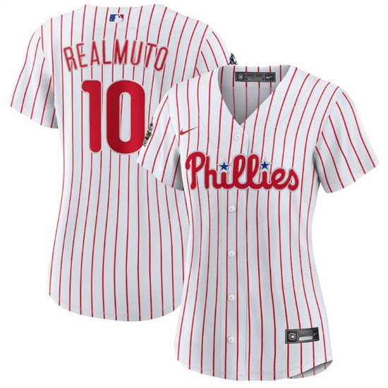 Women Philadelphia Phillies 10 J T Realmuto White 2022 World Series Flex Base Stitched Baseball Jersey Women Philadelphia Phillies 10 J T Realmuto White 2022 World Series Flex Base Stitched Baseball Jersey