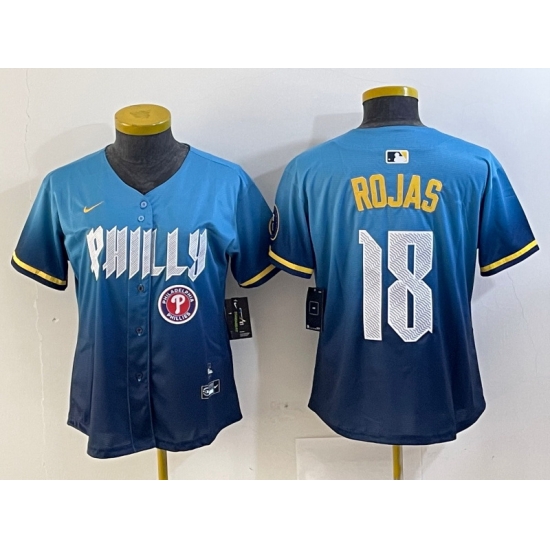 Women Philadelphia Phillies 18 Johan Rojas Blue 2024 City Connect Limited Stitched jerseys 3 Women Philadelphia Phillies 18 Johan Rojas Blue 2024 City Connect Limited Stitched jerseys 3
