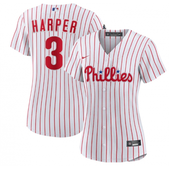 Women Philadelphia Phillies 3 Bryce Harper White Stitched Baseball Jersey Women Philadelphia Phillies 3 Bryce Harper White Stitched Baseball Jersey