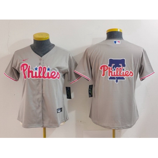 Women Philadelphia Phillies Grey Team Big Logo Cool Base Stitched Baseball Jersey Women Philadelphia Phillies Grey Team Big Logo Cool Base Stitched Baseball Jersey