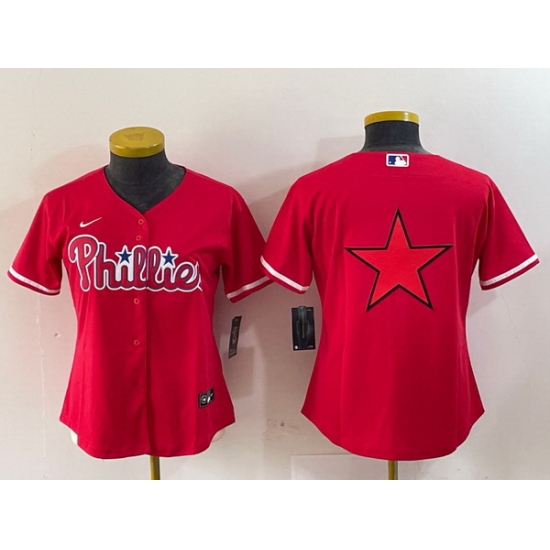 Women Philadelphia Phillies Red Big Logo Stitched Baseball Jersey Women Philadelphia Phillies Red Big Logo Stitched Baseball Jersey