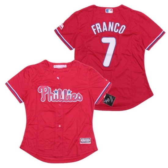 Women Phillies 7 Maikel Franco Red Cool Base Jersey Women Phillies 7 Maikel Franco Red Cool Base Jersey