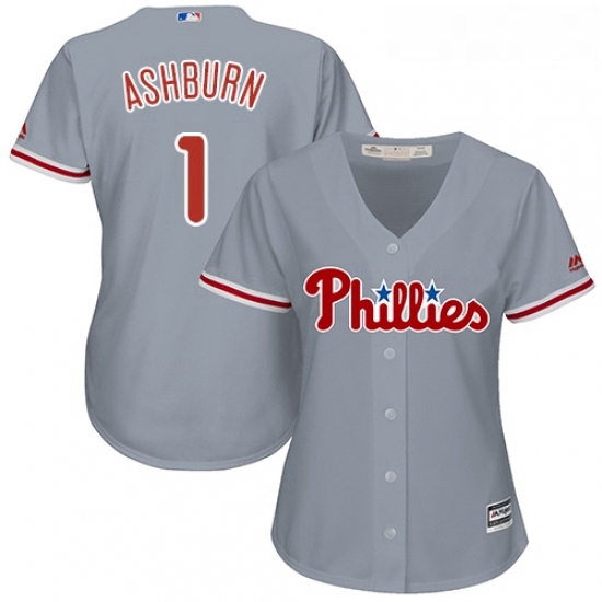 Womens Majestic Philadelphia Phillies 1 Richie Ashburn Authentic Grey Road Cool Base MLB Jersey Womens Majestic Philadelphia Phillies 1 Richie Ashburn Authentic Grey Road Cool Base MLB Jersey