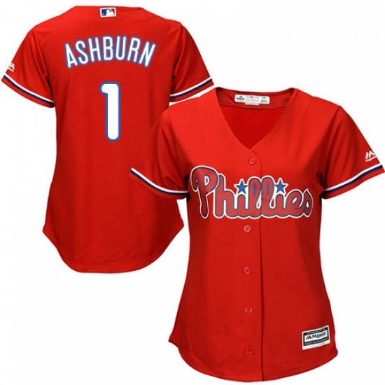 Womens Majestic Philadelphia Phillies 1 Richie Ashburn Replica Red Alternate Cool Base MLB Jersey Womens Majestic Philadelphia Phillies 1 Richie Ashburn Replica Red Alternate Cool Base MLB Jersey