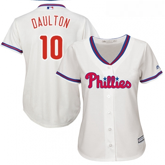 Womens Majestic Philadelphia Phillies 10 Darren Daulton Authentic Cream Alternate Cool Base MLB Jersey Womens Majestic Philadelphia Phillies 10 Darren Daulton Authentic Cream Alternate Cool Base MLB Jersey