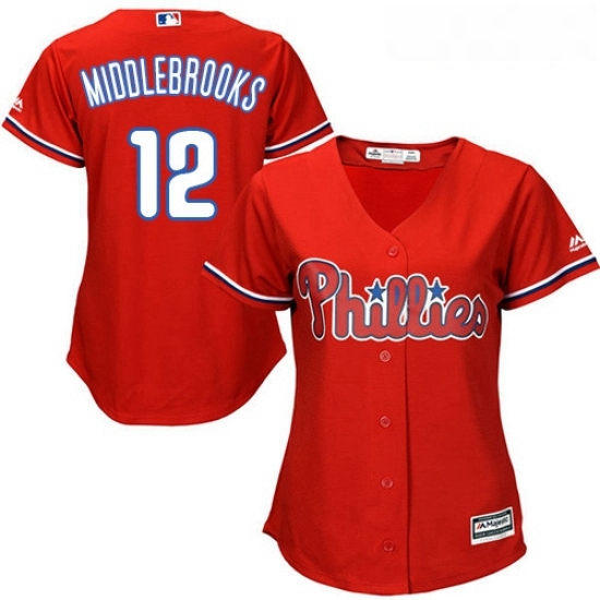 Womens Majestic Philadelphia Phillies 12 Will Middlebrooks Authentic Red Alternate Cool Base MLB Jersey Womens Majestic Philadelphia Phillies 12 Will Middlebrooks Authentic Red Alternate Cool Base MLB Jersey