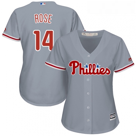 Womens Majestic Philadelphia Phillies 14 Pete Rose Replica Grey Road Cool Base MLB Jersey Womens Majestic Philadelphia Phillies 14 Pete Rose Replica Grey Road Cool Base MLB Jersey