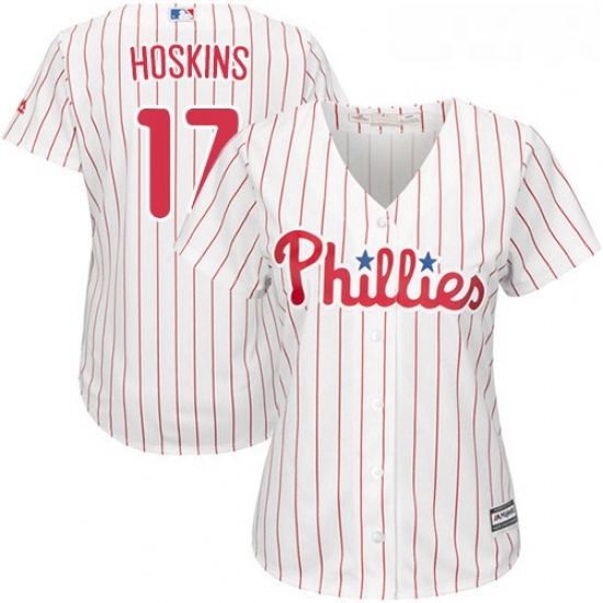 Womens Majestic Philadelphia Phillies 17 Rhys Hoskins Replica WhiteRed Strip Home Cool Base MLB Jersey Womens Majestic Philadelphia Phillies 17 Rhys Hoskins Replica WhiteRed Strip Home Cool Base MLB Jersey