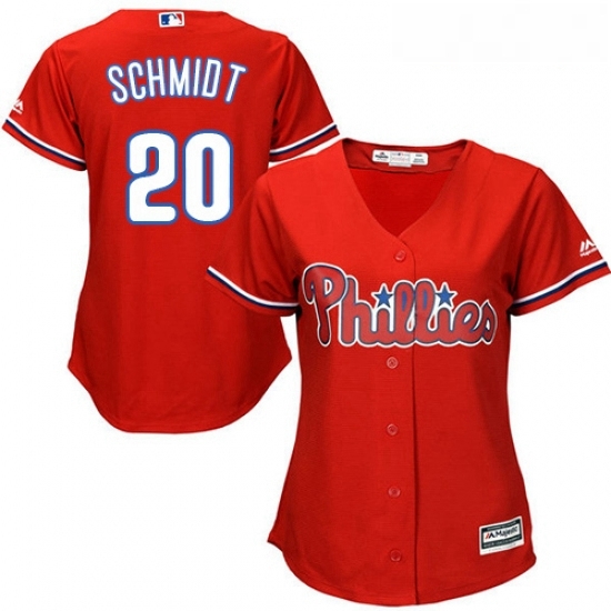 Womens Majestic Philadelphia Phillies 20 Mike Schmidt Authentic Red Alternate Cool Base MLB Jersey Womens Majestic Philadelphia Phillies 20 Mike Schmidt Authentic Red Alternate Cool Base MLB Jersey