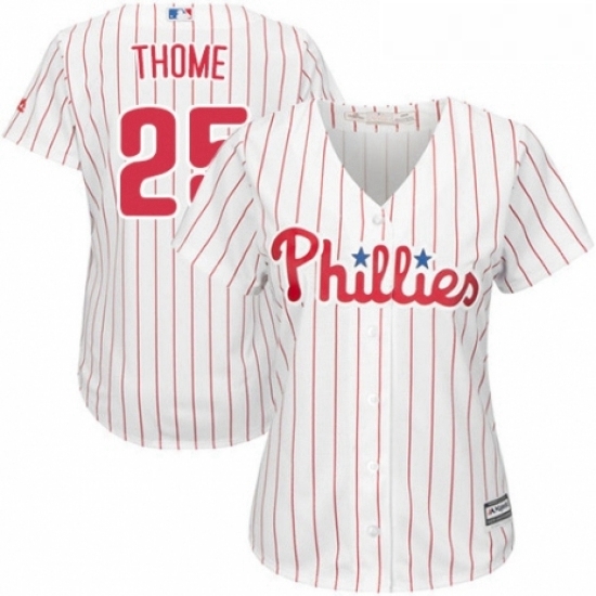 Womens Majestic Philadelphia Phillies 25 Jim Thome Authentic WhiteRed Strip Home Cool Base MLB Jersey Womens Majestic Philadelphia Phillies 25 Jim Thome Authentic WhiteRed Strip Home Cool Base MLB Jersey