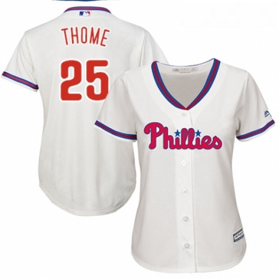 Womens Majestic Philadelphia Phillies 25 Jim Thome Replica Cream Alternate Cool Base MLB Jersey Womens Majestic Philadelphia Phillies 25 Jim Thome Replica Cream Alternate Cool Base MLB Jersey