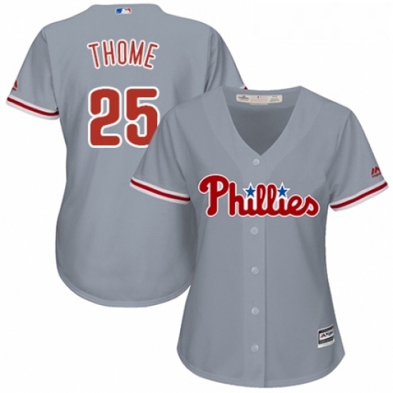 Womens Majestic Philadelphia Phillies 25 Jim Thome Replica Grey Road Cool Base MLB Jersey Womens Majestic Philadelphia Phillies 25 Jim Thome Replica Grey Road Cool Base MLB Jersey