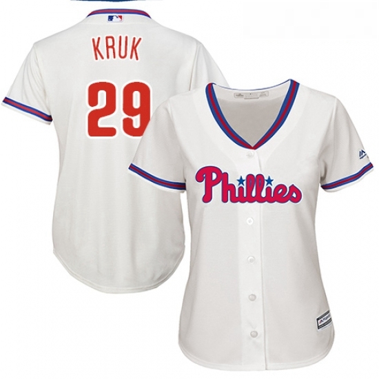 Womens Majestic Philadelphia Phillies 29 John Kruk Replica Cream Alternate Cool Base MLB Jersey Womens Majestic Philadelphia Phillies 29 John Kruk Replica Cream Alternate Cool Base MLB Jersey