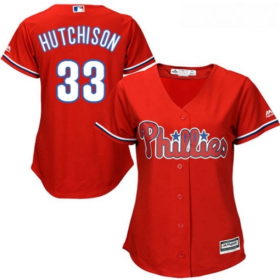 Womens Majestic Philadelphia Phillies 33 Drew Hutchison Replica Red Alternate Cool Base MLB Jersey Womens Majestic Philadelphia Phillies 33 Drew Hutchison Replica Red Alternate Cool Base MLB Jersey