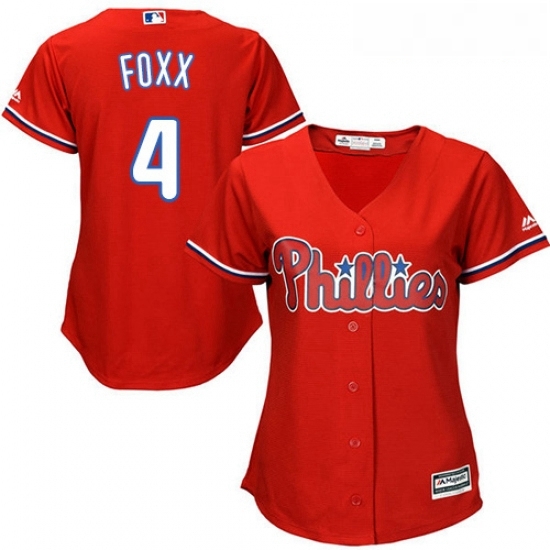 Womens Majestic Philadelphia Phillies 4 Jimmy Foxx Authentic Red Alternate Cool Base MLB Jersey Womens Majestic Philadelphia Phillies 4 Jimmy Foxx Authentic Red Alternate Cool Base MLB Jersey