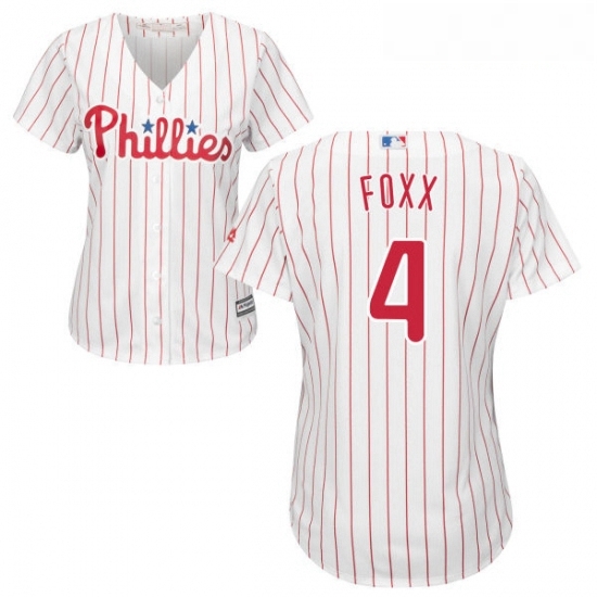 Womens Majestic Philadelphia Phillies 4 Jimmy Foxx Replica WhiteRed Strip Home Cool Base MLB Jersey Womens Majestic Philadelphia Phillies 4 Jimmy Foxx Replica WhiteRed Strip Home Cool Base MLB Jersey