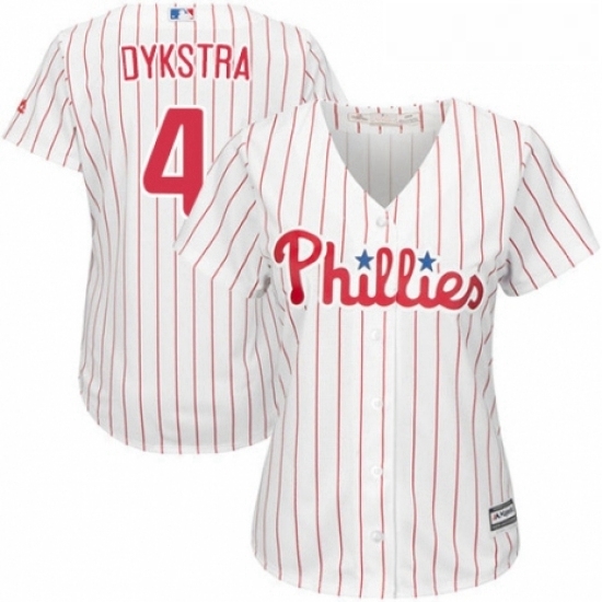 Womens Majestic Philadelphia Phillies 4 Lenny Dykstra Authentic WhiteRed Strip Home Cool Base MLB Jersey Womens Majestic Philadelphia Phillies 4 Lenny Dykstra Authentic WhiteRed Strip Home Cool Base MLB Jersey