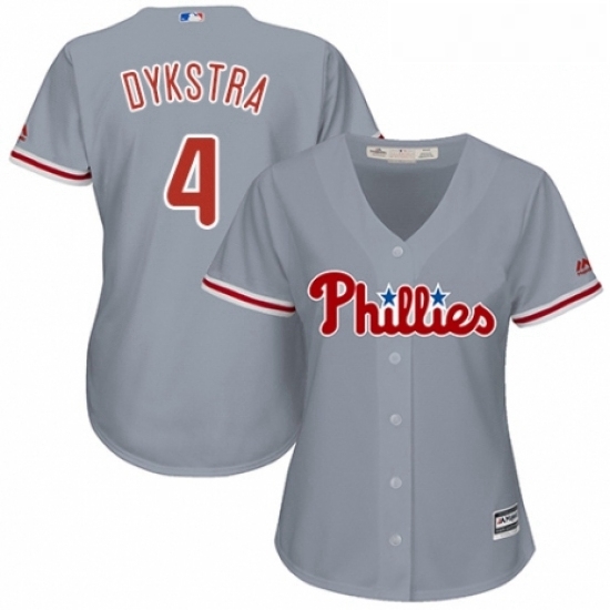 Womens Majestic Philadelphia Phillies 4 Lenny Dykstra Replica Grey Road Cool Base MLB Jersey Womens Majestic Philadelphia Phillies 4 Lenny Dykstra Replica Grey Road Cool Base MLB Jersey