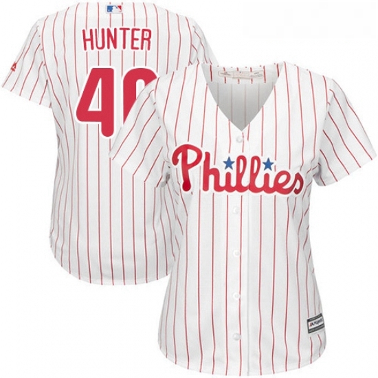 Womens Majestic Philadelphia Phillies 40 Tommy Hunter Replica WhiteRed Strip Home Cool Base MLB Jersey Womens Majestic Philadelphia Phillies 40 Tommy Hunter Replica WhiteRed Strip Home Cool Base MLB Jersey